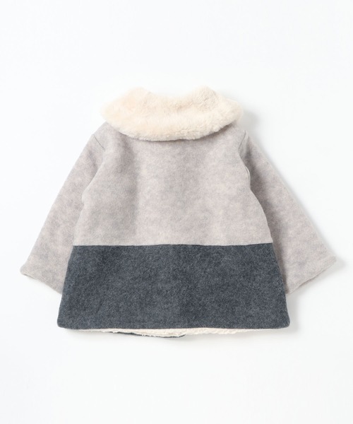 trois lapins kp ノーカラーコート アウター 襟付きアクリル起毛コート