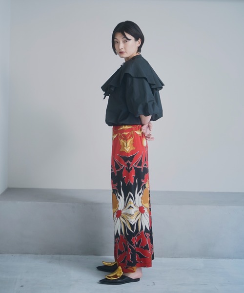 MECRE パンツ フラワープリントセミワイドパンツ レディース MECRE パンツ フラワープリントセミワイドパンツ レディース