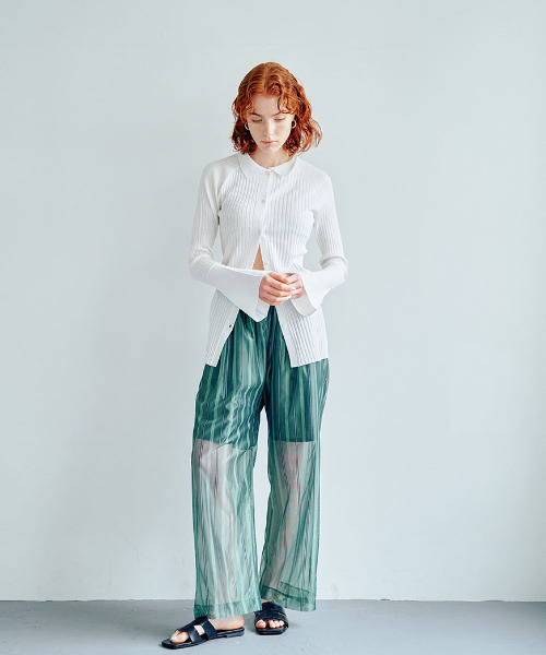 ニット セーター Sheer Rib Knit Shirt（シアーリブニットシャツ） レディース
