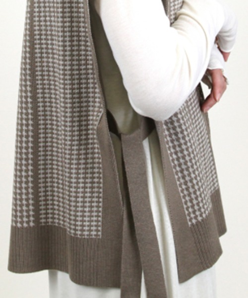 STYLEBLOCK ベスト ジレ A綿タッチジャガード柄ニットベスト