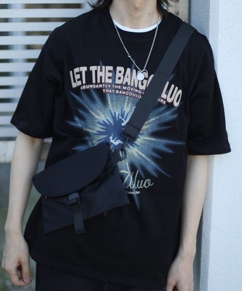 tシャツ 「HOOK」個性派抽象画プリント半袖ビッグTシャツ (SS) メンズ