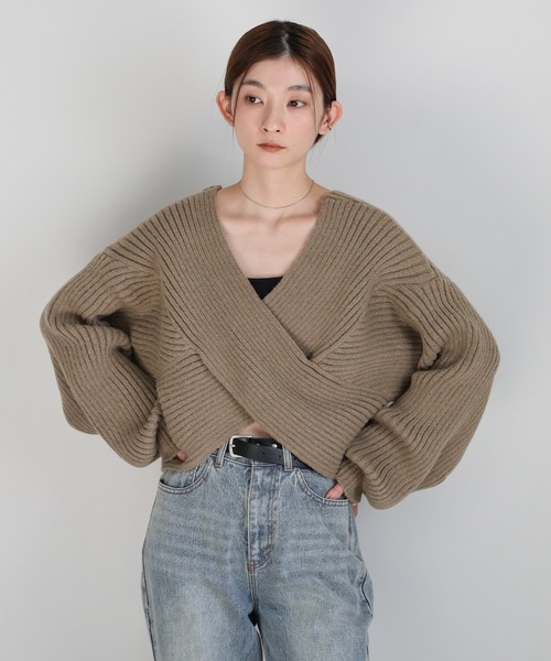 新品未使用　ニットステッチボアモカシン　サイズ6 select MOCA（セレクトモカ） ニット セーター 2WAYクロスデザイン