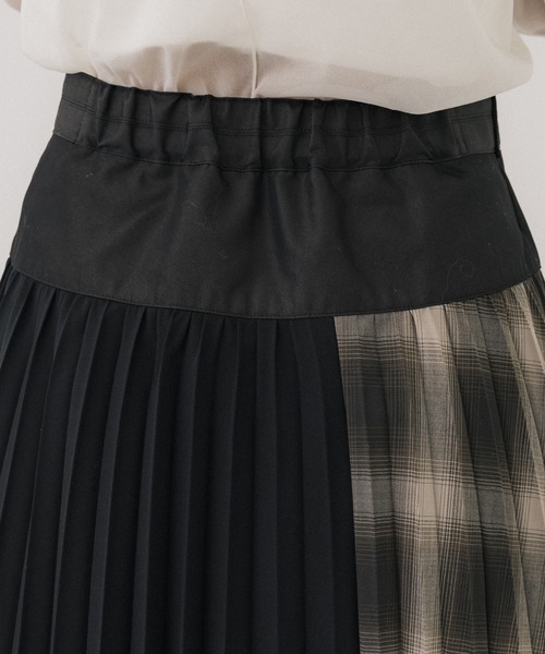 FETICOチュールコンビプリーツスカート ブラック FETICO(フェティコ)のWOOL & TULLE COMBINED PLEATED SKIRT(スカート