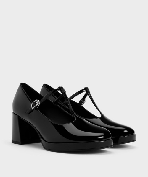 CHARLES ＆ KEITH パンプス クリスタルバックル ティーバー