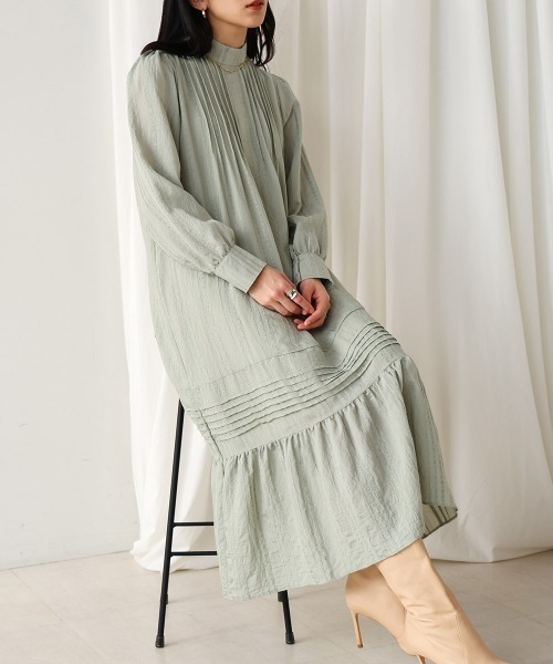 Bou Jeloud ワンピース ハイネックシアーストライプワンピース