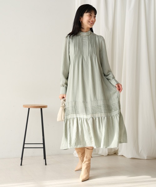 Bou Jeloud ワンピース ハイネックシアーストライプワンピース