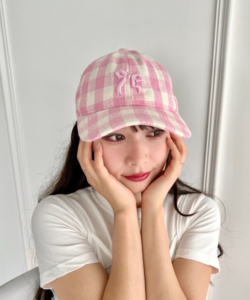 Loueme キャップ 帽子 リボン刺繍キャップ レディース