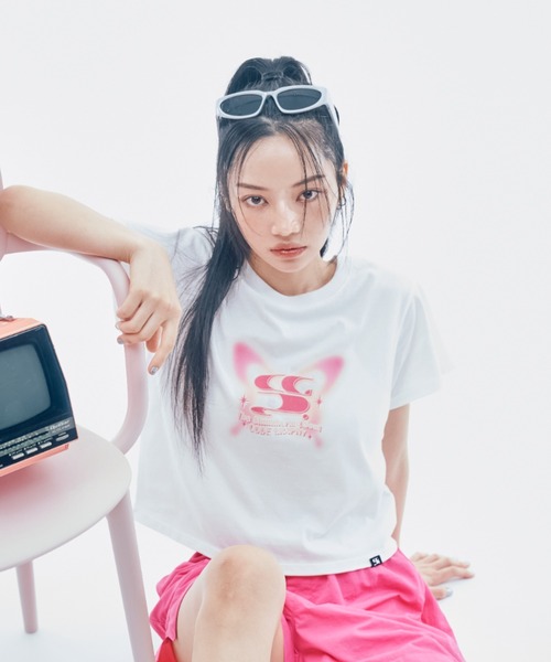 tシャツ (WOMAN) BUTTERFLY WAVE  Symbol Crop SHORT SLEEVE  T-Shirt レディース