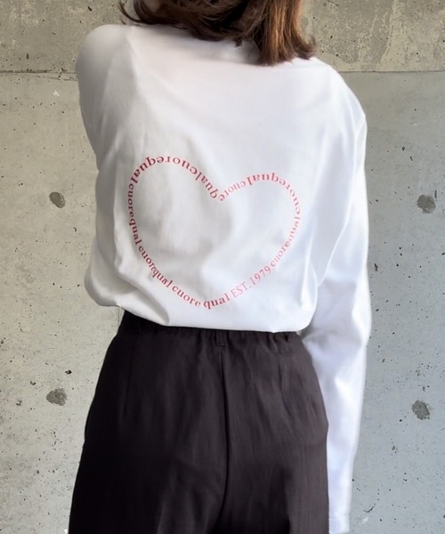 tシャツ ロゴハートバックプリントロングTシャツ レディース