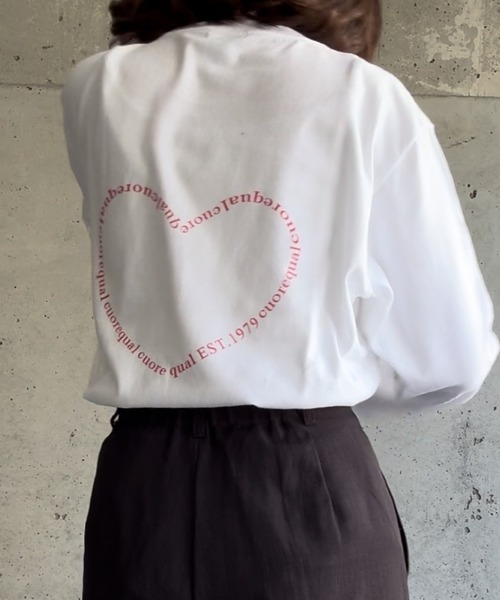 tシャツ ロゴハートバックプリントロングTシャツ レディース