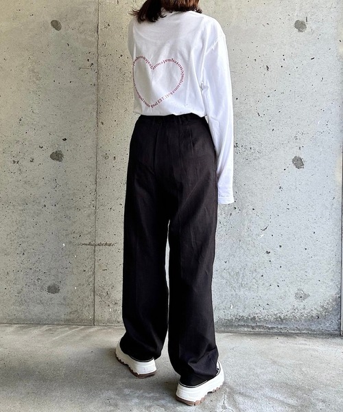 tシャツ ロゴハートバックプリントロングTシャツ レディース