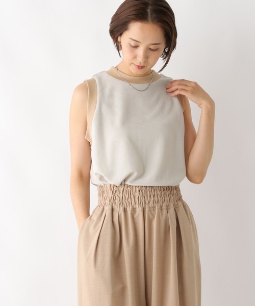 お急ぎ　hana タンクトップ ノースリーブ 配色ホルタータンクトップ