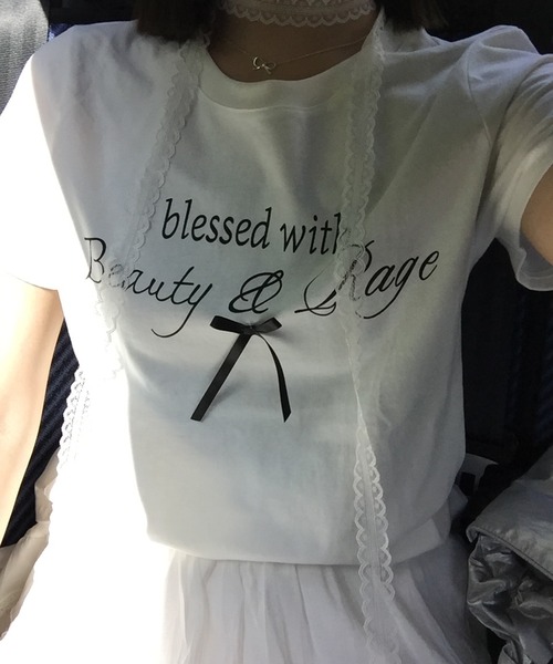 tシャツ メッセージリボンTシャツ「RL」 レディース RiLi tシャツ メッセージリボンTシャツ「RL」 レディース