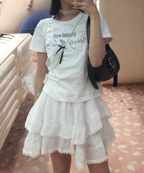 RiLi tシャツ メッセージリボンTシャツ「RL」 レディース