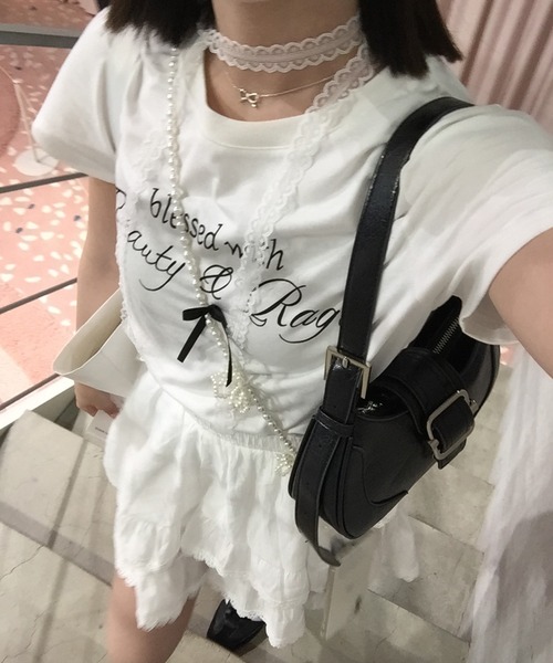 tシャツ メッセージリボンTシャツ「RL」 レディース RiLi tシャツ メッセージリボンTシャツ「RL」 レディース