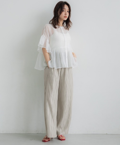 coca（コカ） パンツ シャイニーウェーブプリーツパンツ レディース