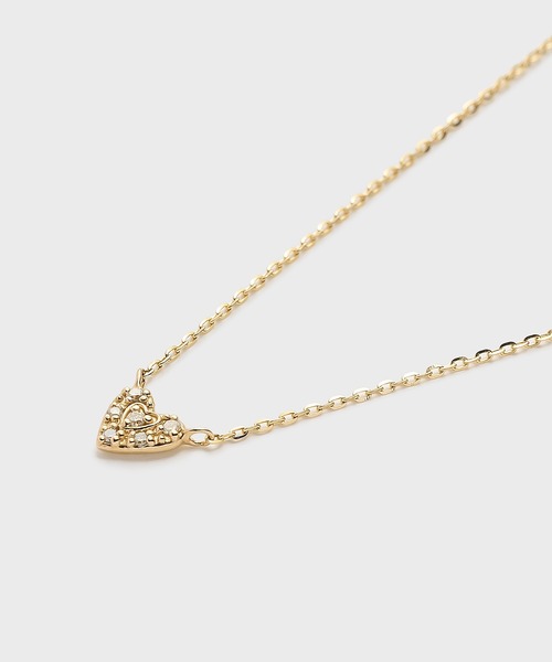 ノジェス　ハート型ペンダント ネックレス Tiny Motif】K10ダイヤモンドハートネックレス（0.03ct