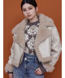 MURUA ムートンコート ボアコート ヴィンテージライクショートフェイク 