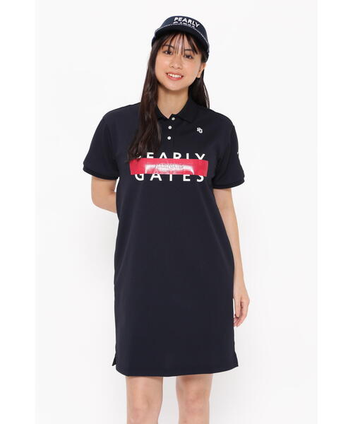 【PEARLY GATES】カノコ半袖ポロワンピース/ゴルフワンピース PEARLY GATES ワンピース 「PEARLY GATES」コットンカノコ半袖