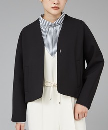 qualite(カリテ)モカ色大人きれいめショートコート qualite（カリテ） ジャケット ノーカラージャケット ボンディング