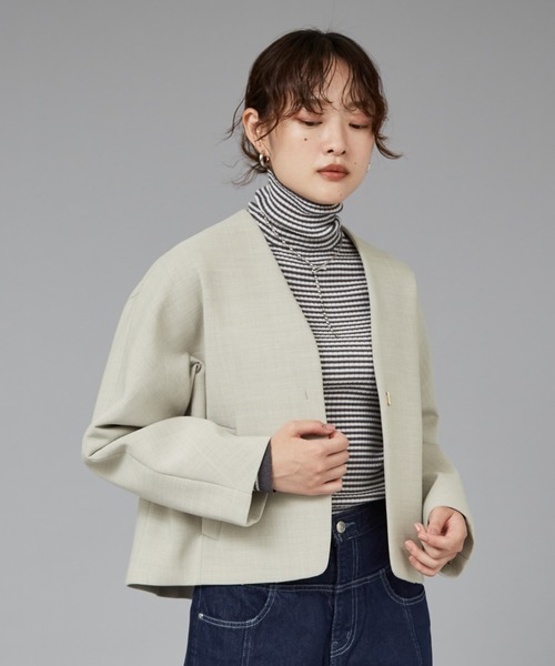 ★スーツセレクト SKINNY ショートカラー ベルテッドボンディングコート WEB限定/OUTLET/汚れ・キズ等有】【SKINNY】ショートカラー