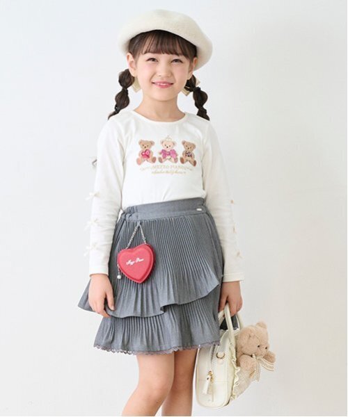 mezzo piano tシャツ くま リボン長袖Tシャツ キッズ 子供服