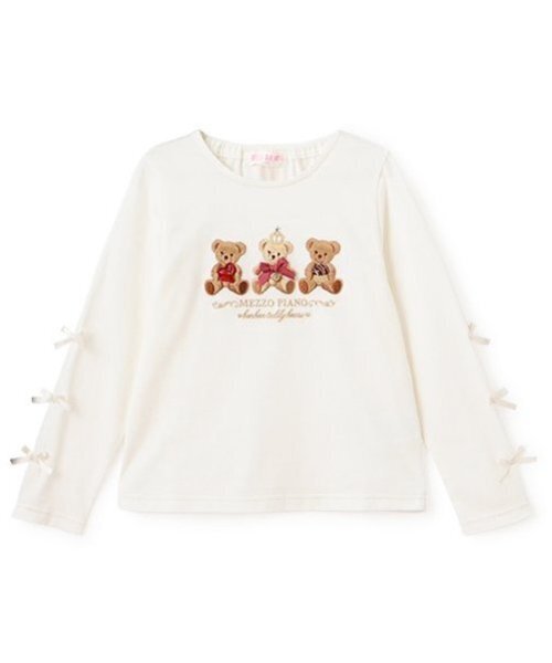 メゾピアノ新品新作タグ付きくま リボン長袖Tシャツ130 mezzo piano tシャツ くま リボン長袖Tシャツ キッズ 子供服
