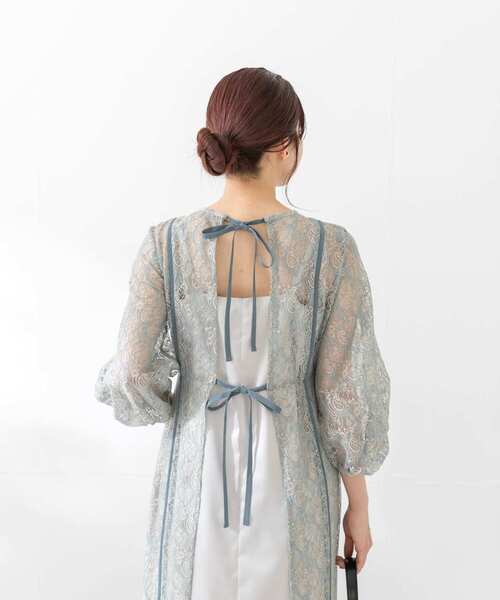 Kaene エプロンワンピース　ドレス kaene ワンピース kaene パイピングレースエプロンドレス