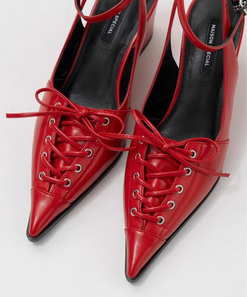 MAISON SPECIAL レースアップポインテッドパンプス ブラック 37 MAISON SPECIAL パンプス Lace Up Pointed Pumps/レースアップ
