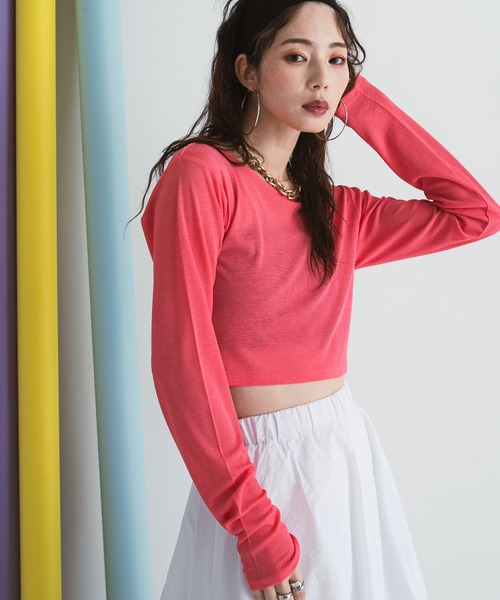クロップド丈 ロンt（レディースTシャツ、カットソー