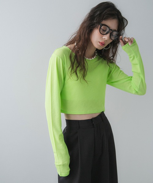 クロップド丈 ロンt（レディースTシャツ、カットソー