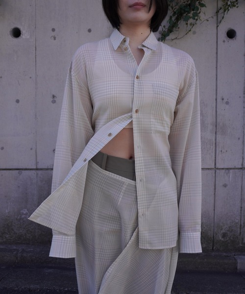 ブラウス シャツ D-RING SHEER PLAID 2WAY SHIRT レディース