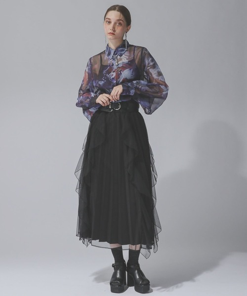 【美品】HARE　レースガラシアーシャツ　ブラック　ブラウス　花柄　フラワー ⠀ 【NEW ARRIVAL】 __ ⁡ X-rayフラワーガラシアーシャツ ¥9,900