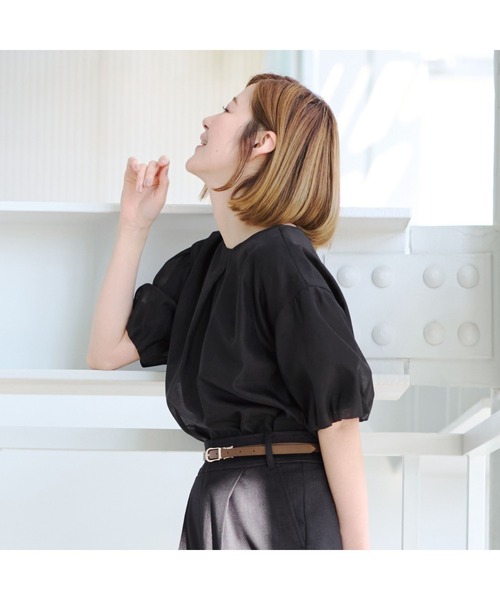 AOYAMA ブラウス シャツ 「自宅で洗える」旬トップス！パフスリーブ