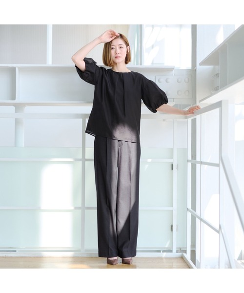 AOYAMA ブラウス シャツ 「自宅で洗える」旬トップス！パフスリーブ