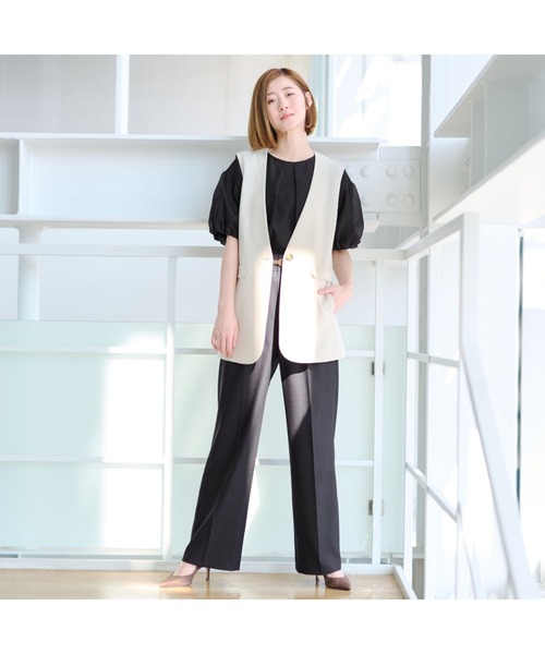 AOYAMA ブラウス シャツ 「自宅で洗える」旬トップス！パフスリーブ