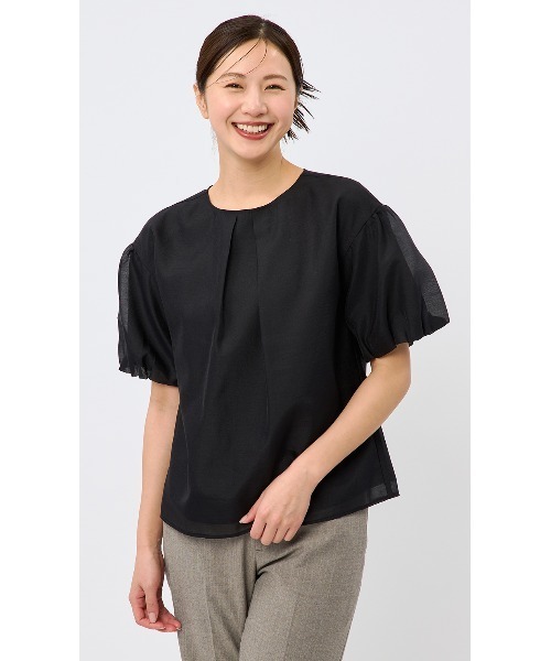 AOYAMA ブラウス シャツ 「自宅で洗える」旬トップス！パフスリーブ