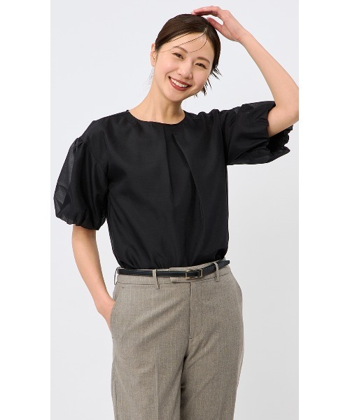 AOYAMA ブラウス シャツ 「自宅で洗える」旬トップス！パフスリーブ