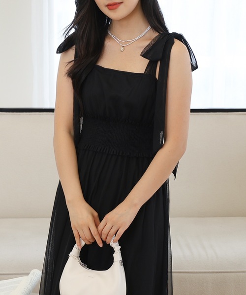 Lace Ladies（レースレディース） ワンピース 肩リボン チュール