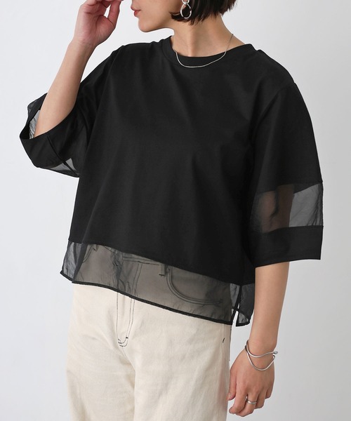ANNITAN 半袖トップス Floran tシャツ 半袖 オーガンジーランタンスリーブトップス