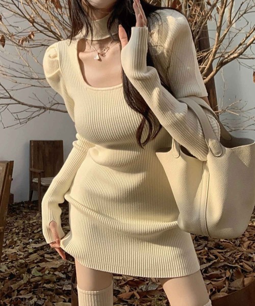 「SPIGA」 ニットワンピース FREE アイボリー レディース_画像9