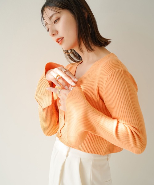 「rectangle」 ニットカーディガン FREE オフホワイト レディース_画像5