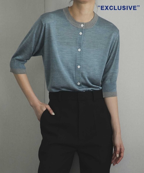 カーディガン 「CINOH/チノ」別注 Washable Silk Half Sleeve Cardigan/ウォッシャブルシルクハーフスリーブカーデ