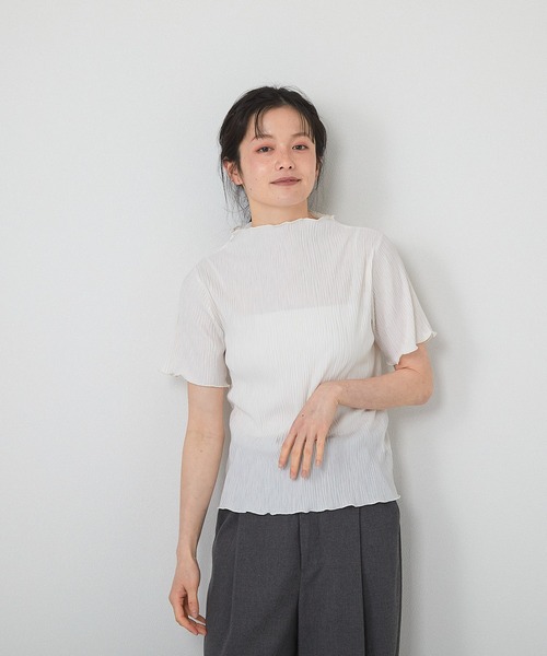 tシャツ ハイネック半袖プルオーバー レディース