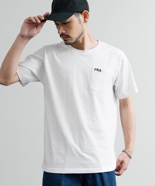 FILA tシャツ フィラ ポケット付きワンポイントロゴ刺繍クルー