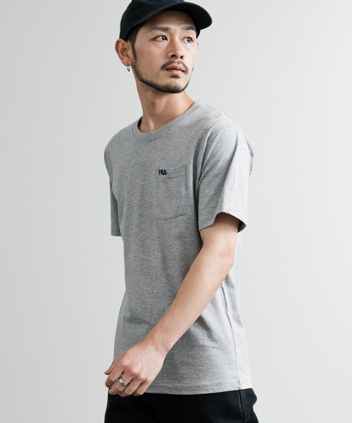 FILA tシャツ フィラ ポケット付きワンポイントロゴ刺繍クルー