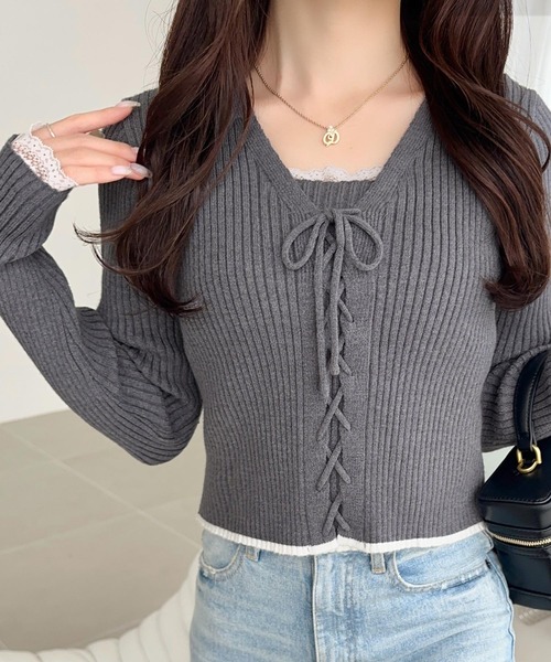 mily bilet ニット セーター 「mily bilet」レースアップで魅せる
