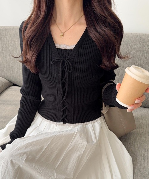 mily bilet ニット セーター 「mily bilet」レースアップで魅せる