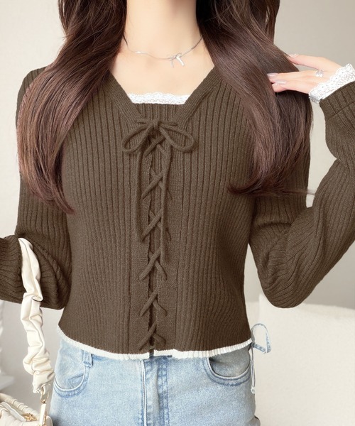 mily bilet ニット セーター 「mily bilet」レースアップで魅せる