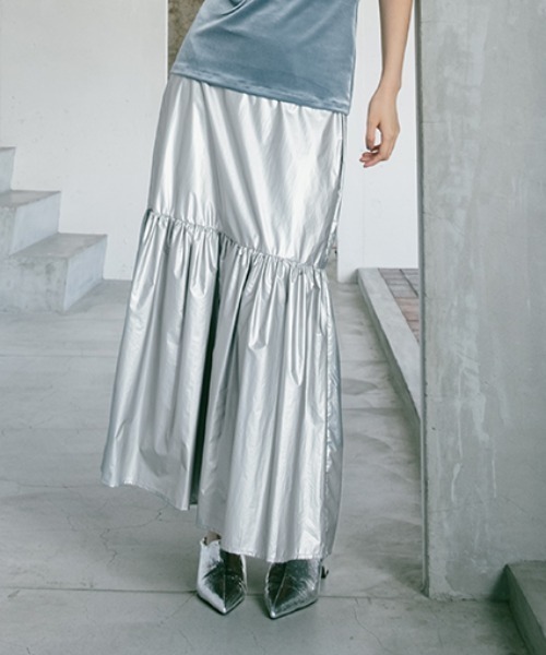 定価16500円！MARTEで購入　saharaメタリックスカート sahara（サハラ） スカート Metallic Tiered Slirt/メタリック